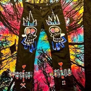 Hand painted one of a kind jean’s done by myself my art is in gallery